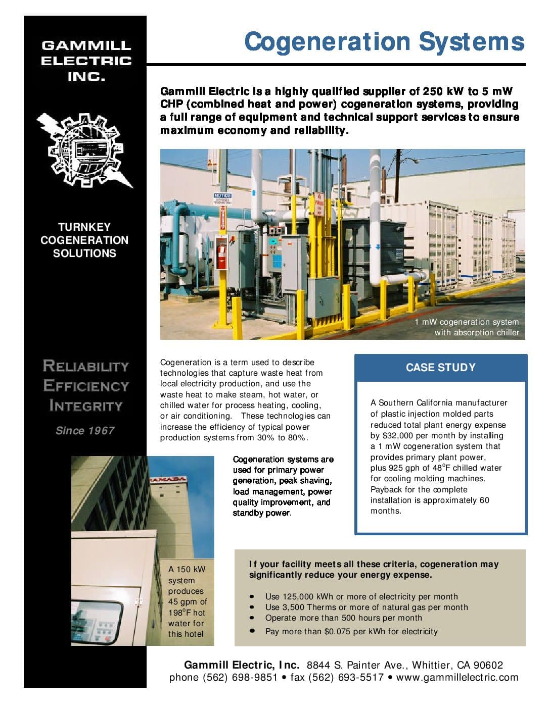 CHP Cogeneration Systems - Gammill Electric